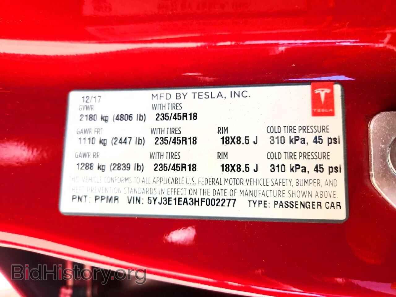 2017 TESLA MODEL 3 - VIN: 5YJ3E1EA3HF002277 - Photo 12