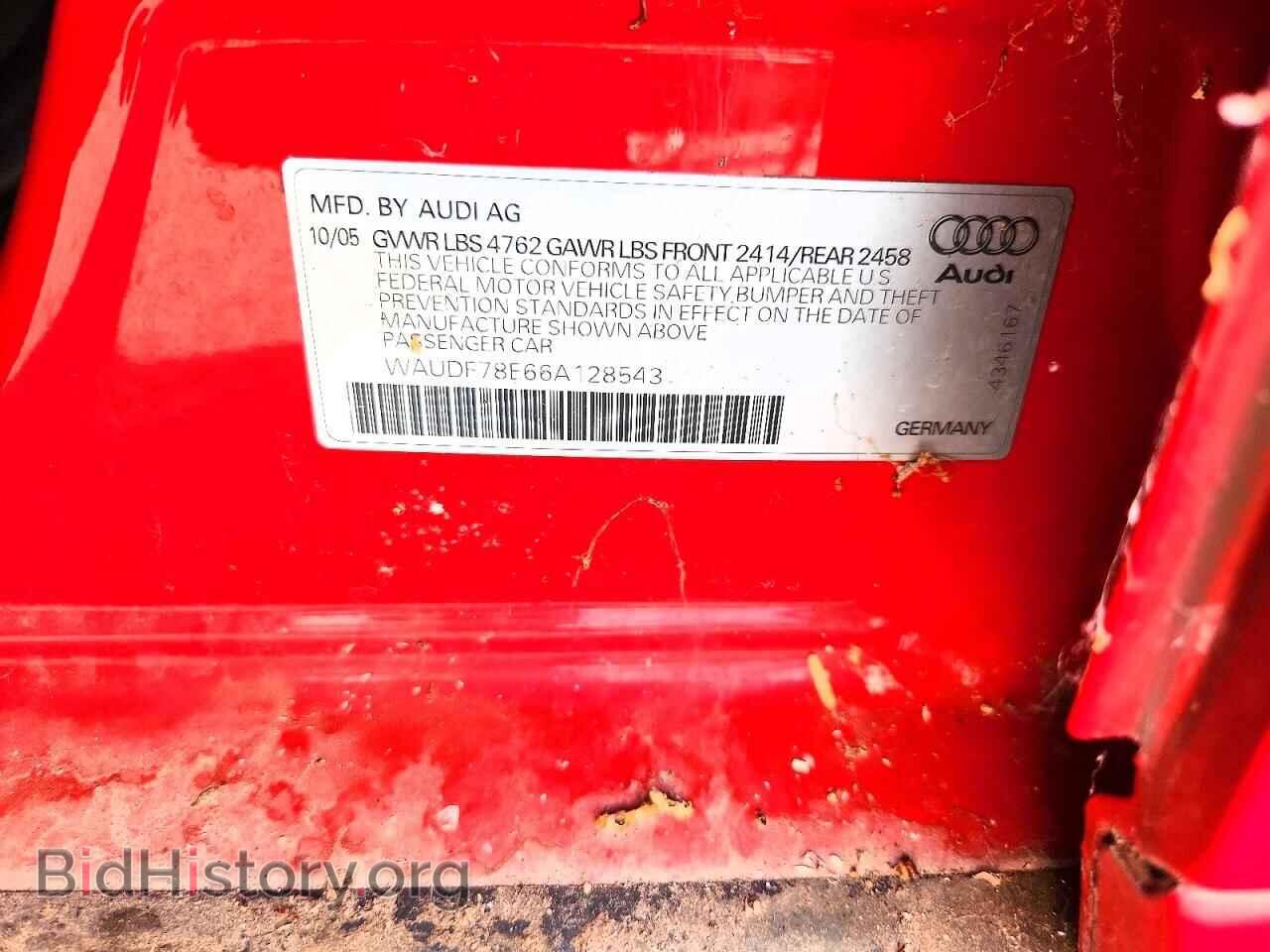 2006 AUDI A4 - VIN: WAUDF78E66A128543 - Фото 12