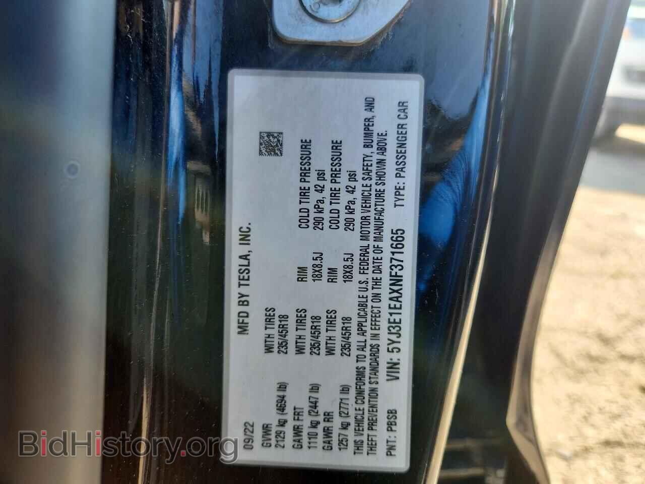 2022 TESLA MODEL 3 - VIN: 5YJ3E1EAXNF371665 - Photo 13