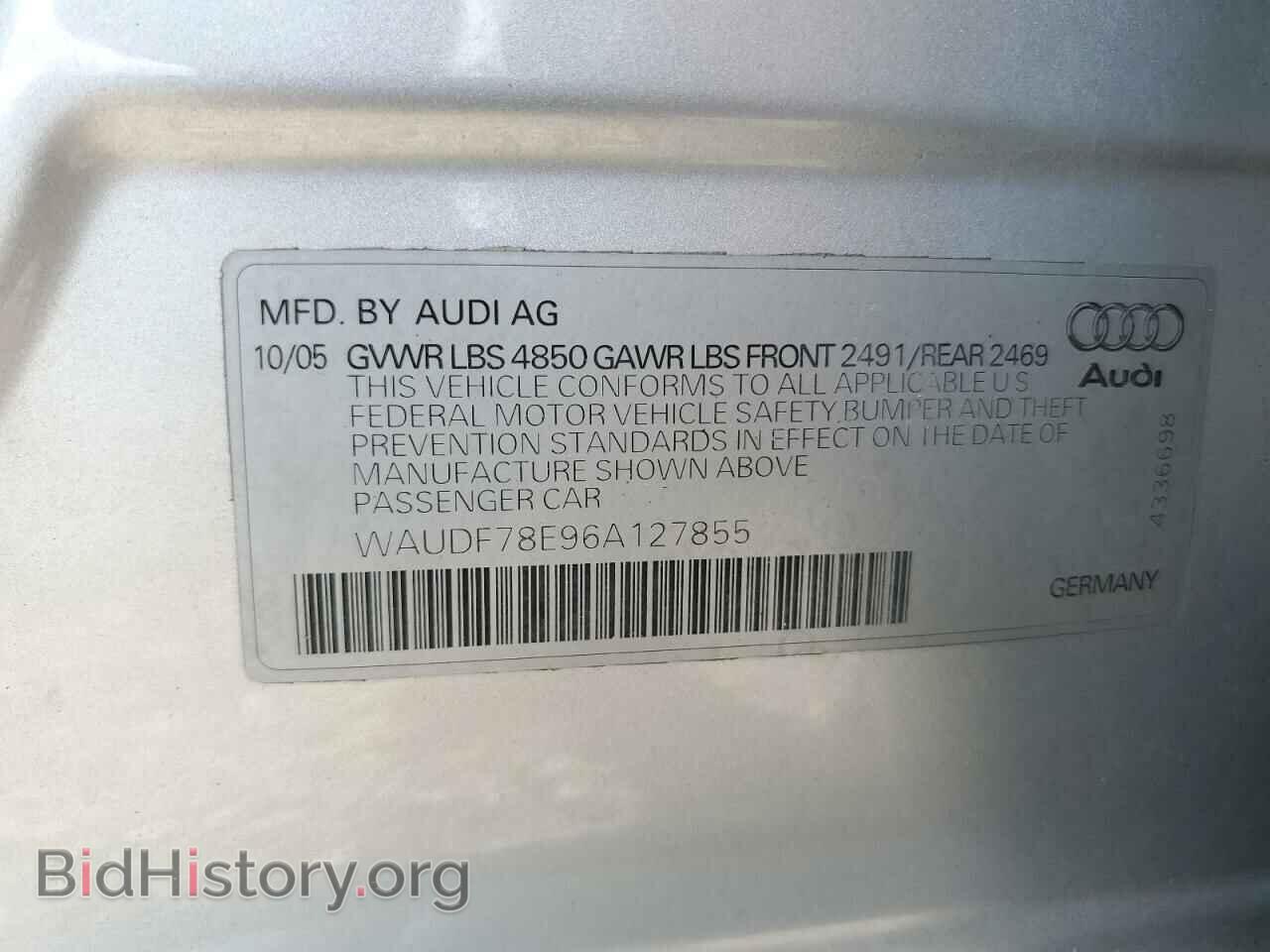 2006 AUDI A4 - VIN: WAUDF78E96A127855 - Фото 12