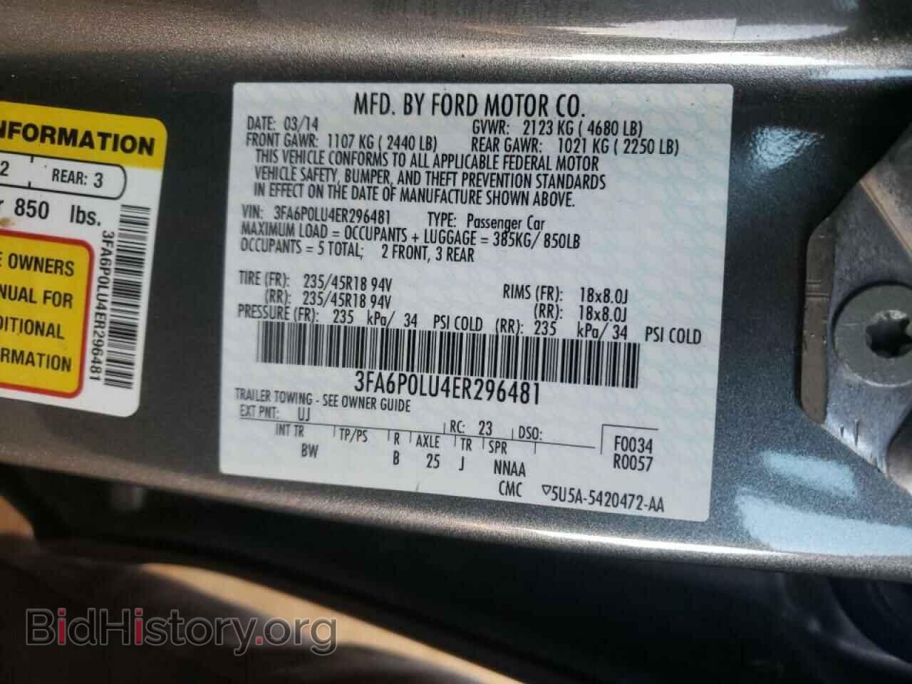 2014 FORD FUSION - VIN: 3FA6P0LU4ER296481 - Photo 10