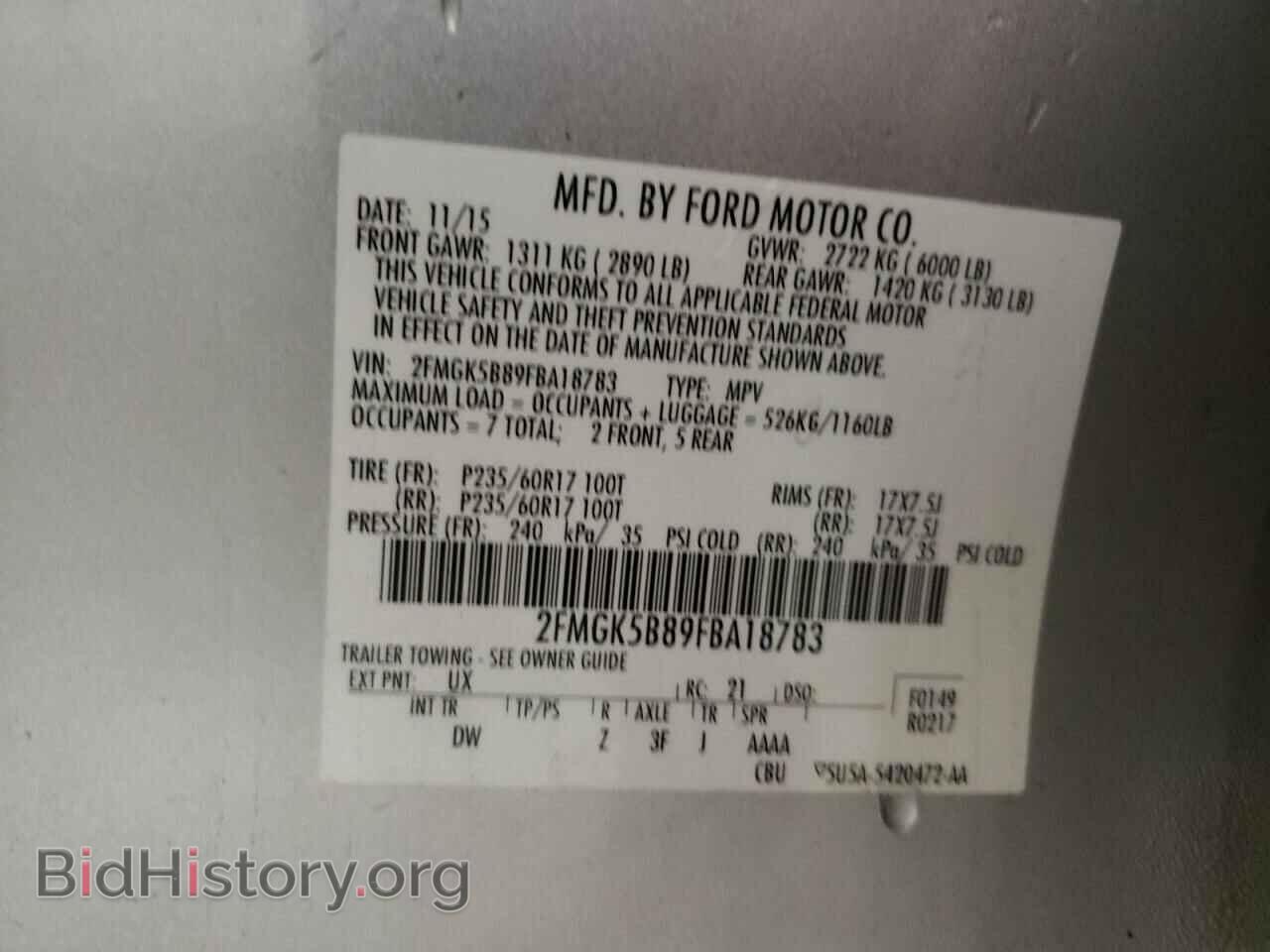 2015 FORD FLEX - VIN: 2FMGK5B89FBA18783 - Photo 10