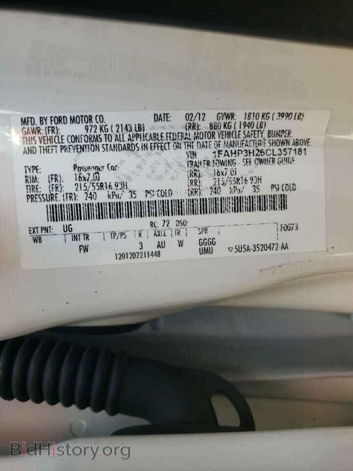 2012 FORD FOCUS - VIN: 1FAHP3H26CL357181 - Фото 10