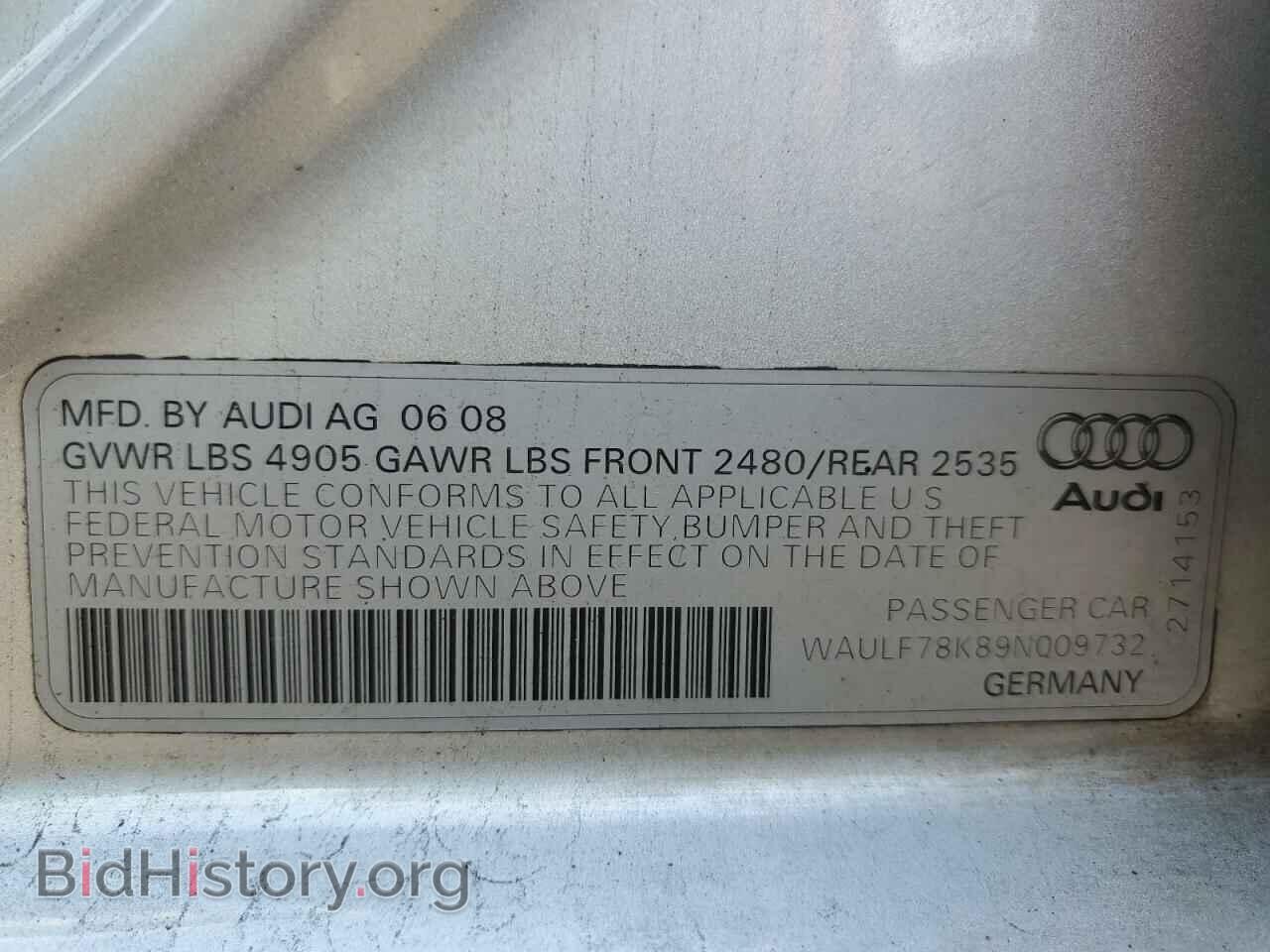 2009 AUDI A4 - VIN: WAULF78K89N009732 - Фото 12