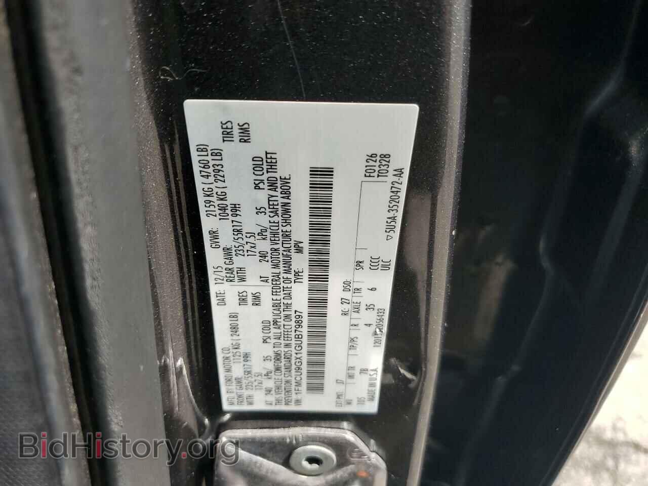 2016 FORD ESCAPE - VIN: 1FMCU9GX1GUB79897 - Фото 13