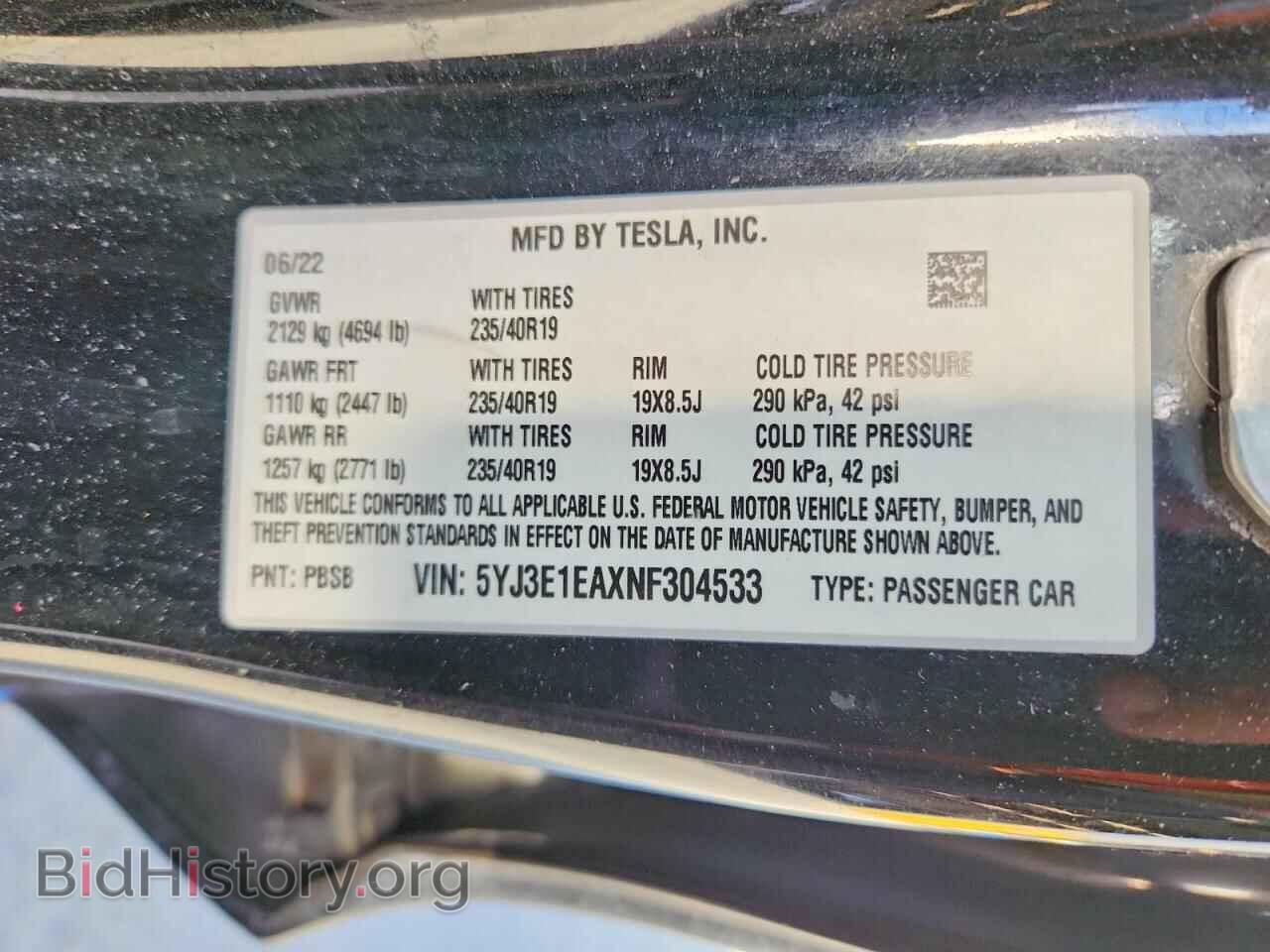 2022 TESLA MODEL 3 - VIN: 5YJ3E1EAXNF304533 - Фото 12
