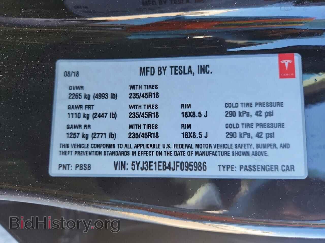 2018 TESLA MODEL 3 - VIN: 5YJ3E1EB4JF095986 - Фото 12