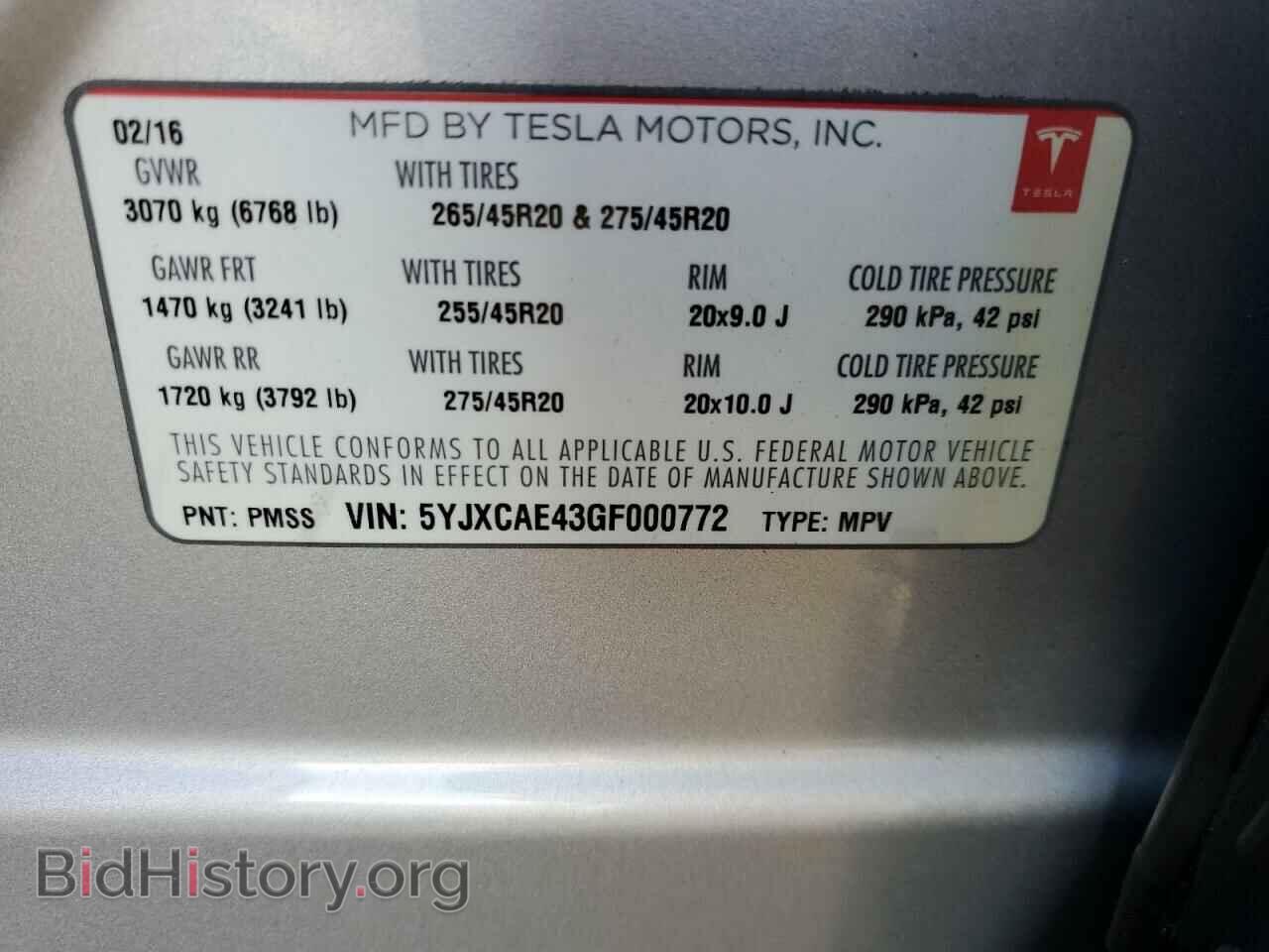 2016 TESLA MODEL X - VIN: 5YJXCAE43GF000772 - Photo 10