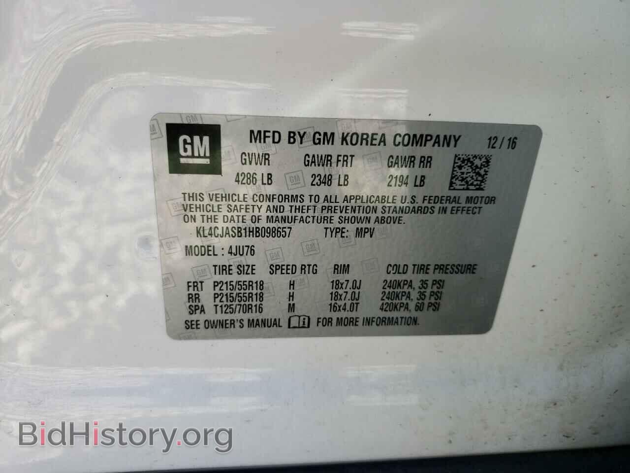 2017 BUICK ENCORE - VIN: KL4CJASB1HB098657 - Фото 10