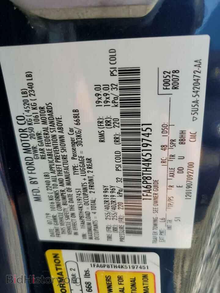 2019 FORD ALL Models - VIN: 1FA6P8TH4K5197451 - Photo 12