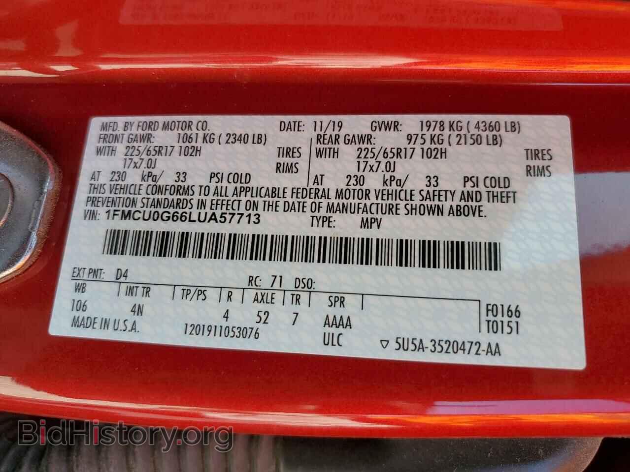 2020 FORD ESCAPE - VIN: 1FMCU0G66LUA57713 - Photo 13