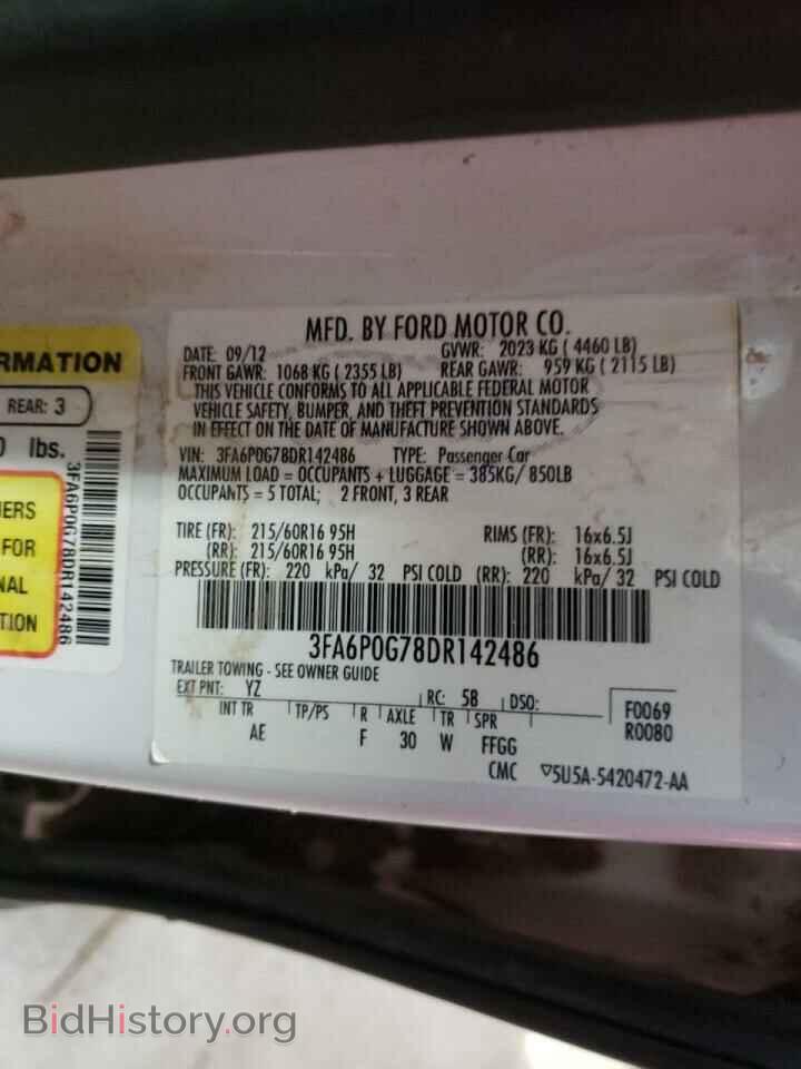 2013 FORD FUSION - VIN: 3FA6P0G78DR142486 - Фото 10