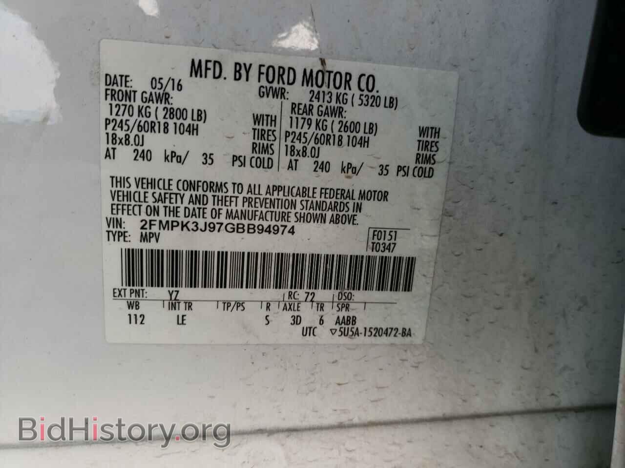 2016 FORD EDGE - VIN: 2FMPK3J97GBB94974 - Photo 10