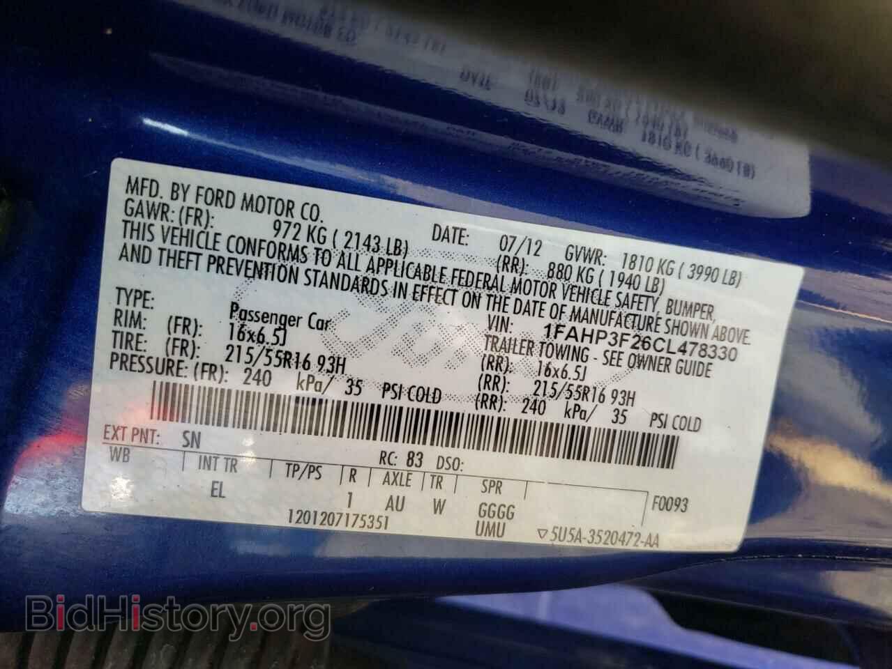 2012 FORD FOCUS - VIN: 1FAHP3F26CL478330 - Фото 10