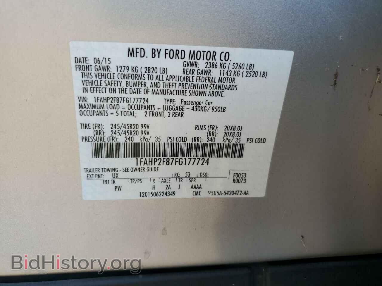 2015 FORD TAURUS - VIN: 1FAHP2F87FG177724 - Фото 12