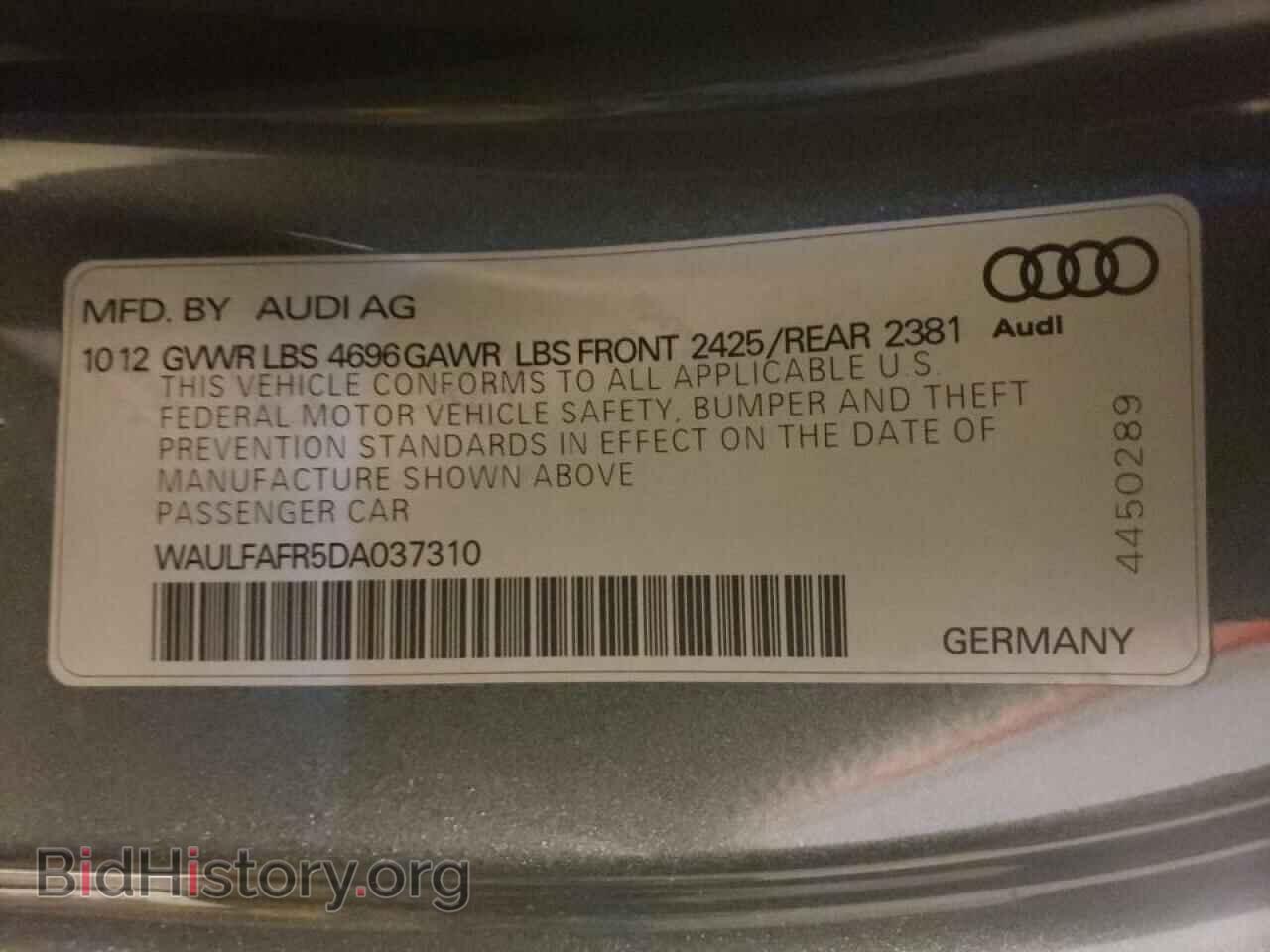 2013 AUDI A5 - VIN: WAULFAFR5DA037310 - Фото 10