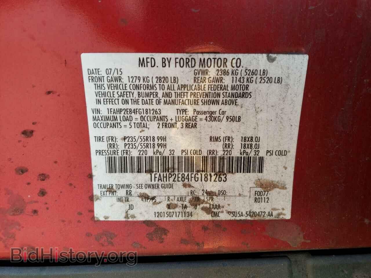 2015 FORD TAURUS - VIN: 1FAHP2E84FG181263 - Фото 10