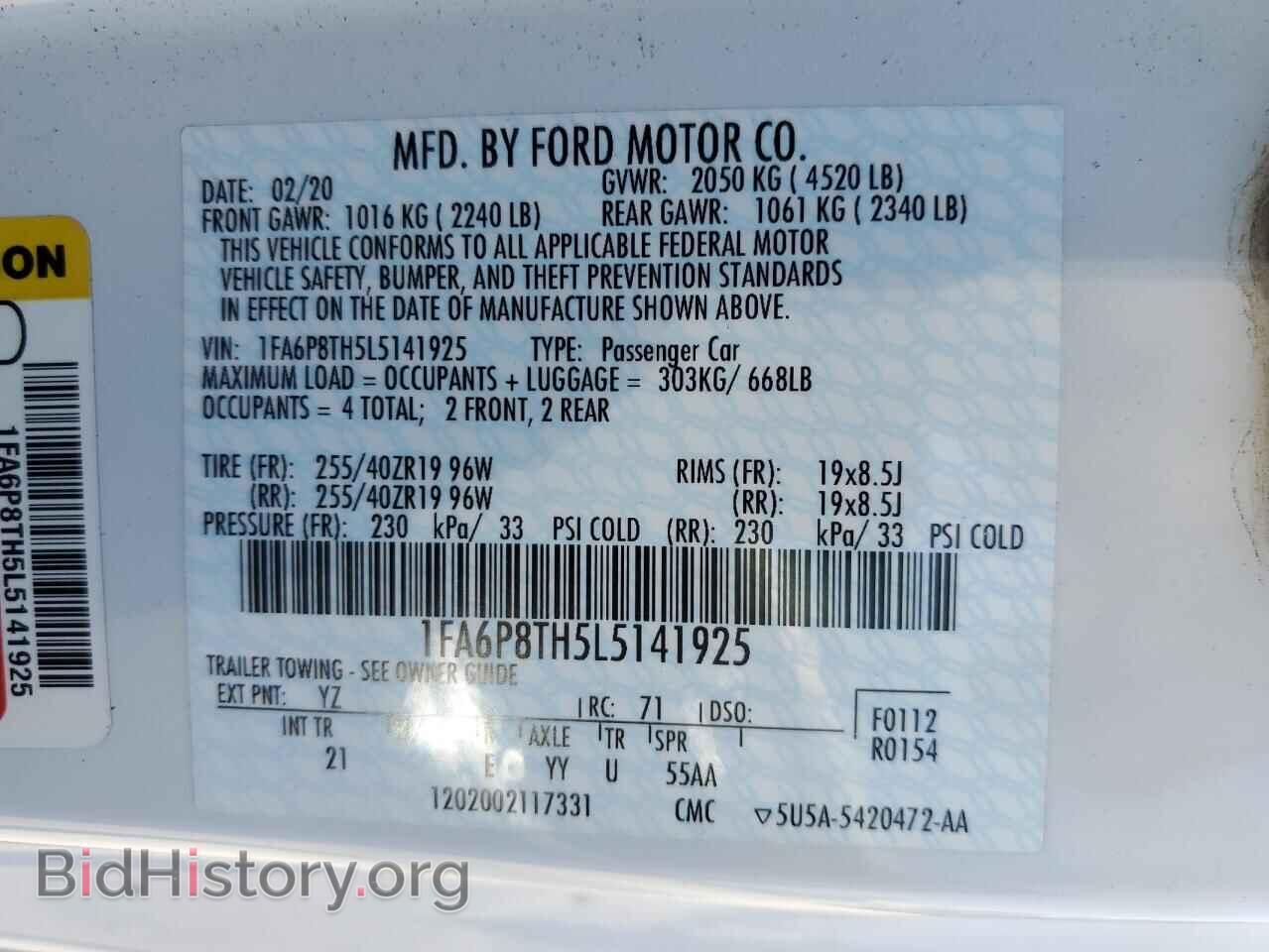 2020 FORD ALL Models - VIN: 1FA6P8TH5L5141925 - Photo 12