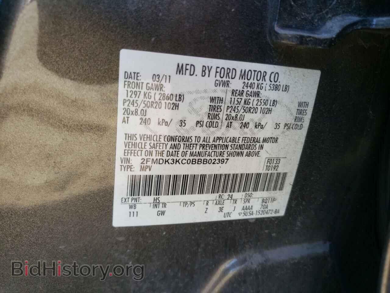 2011 FORD EDGE - VIN: 2FMDK3KC0BBB02397 - Фото 10