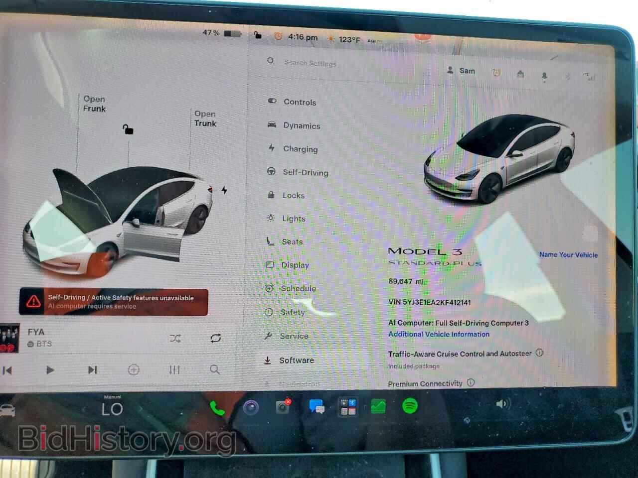 2019 TESLA MODEL 3 - VIN: 5YJ3E1EA2KF412141 - Фото 9