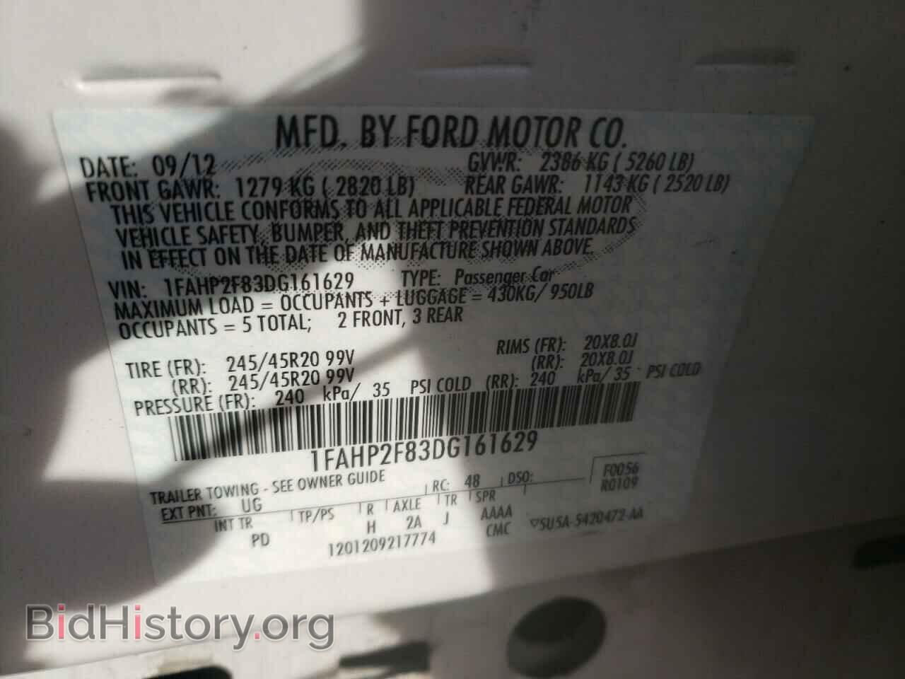 2013 FORD TAURUS - VIN: 1FAHP2F83DG161629 - Photo 10