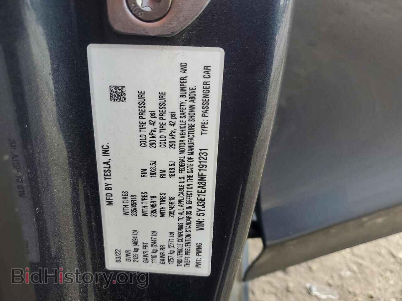 2022 TESLA MODEL 3 - VIN: 5YJ3E1EA8NF191231 - Photo 12