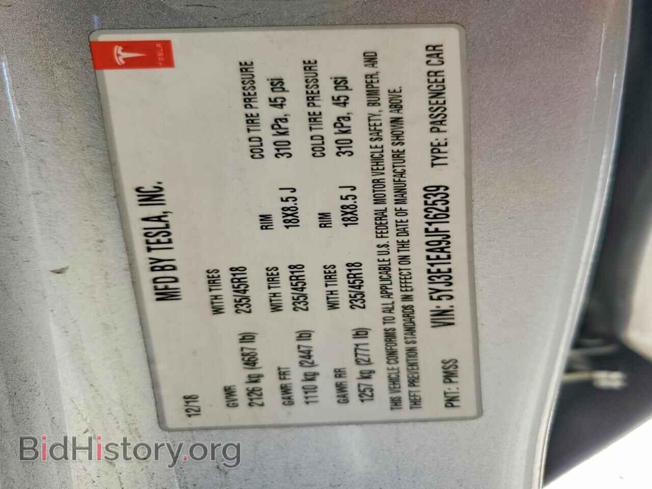 2018 TESLA MODEL 3 - VIN: 5YJ3E1EA9JF162539 - Photo 13