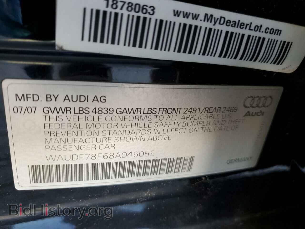 2008 AUDI A4 - VIN: WAUDF78E68A046055 - Фото 10