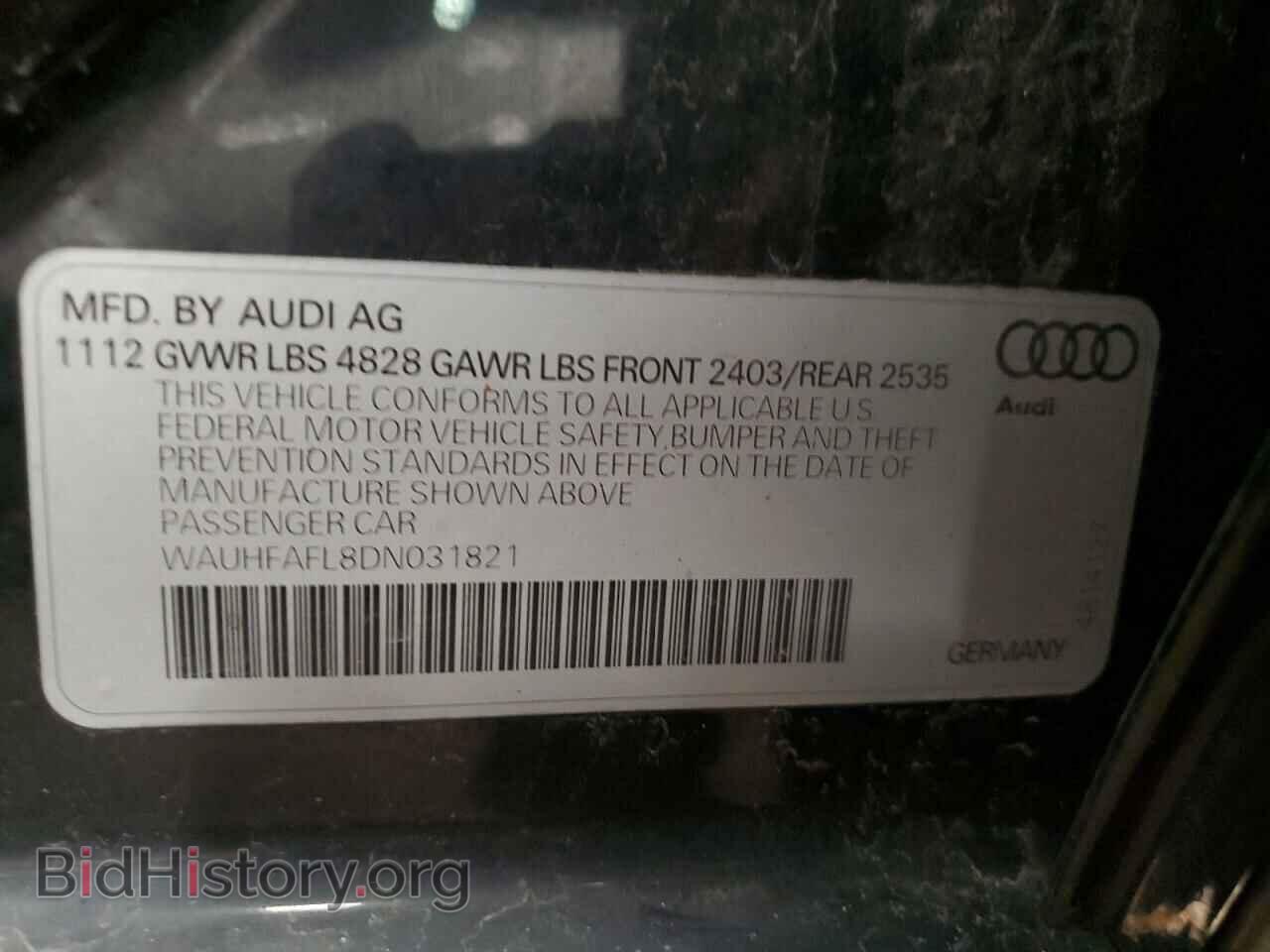 2013 AUDI A4 - VIN: WAUHFAFL8DN031821 - Фото 10