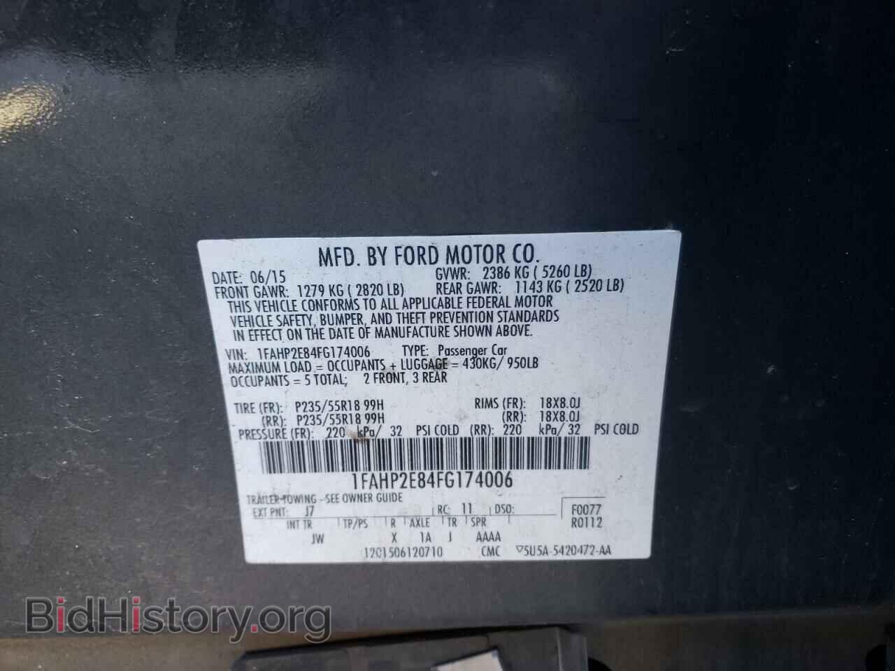 2015 FORD TAURUS - VIN: 1FAHP2E84FG174006 - Photo 10