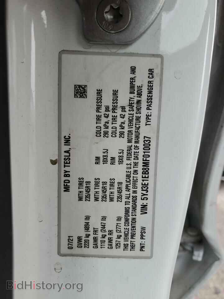 2021 TESLA MODEL 3 - VIN: 5YJ3E1EB8MF010037 - Photo 10