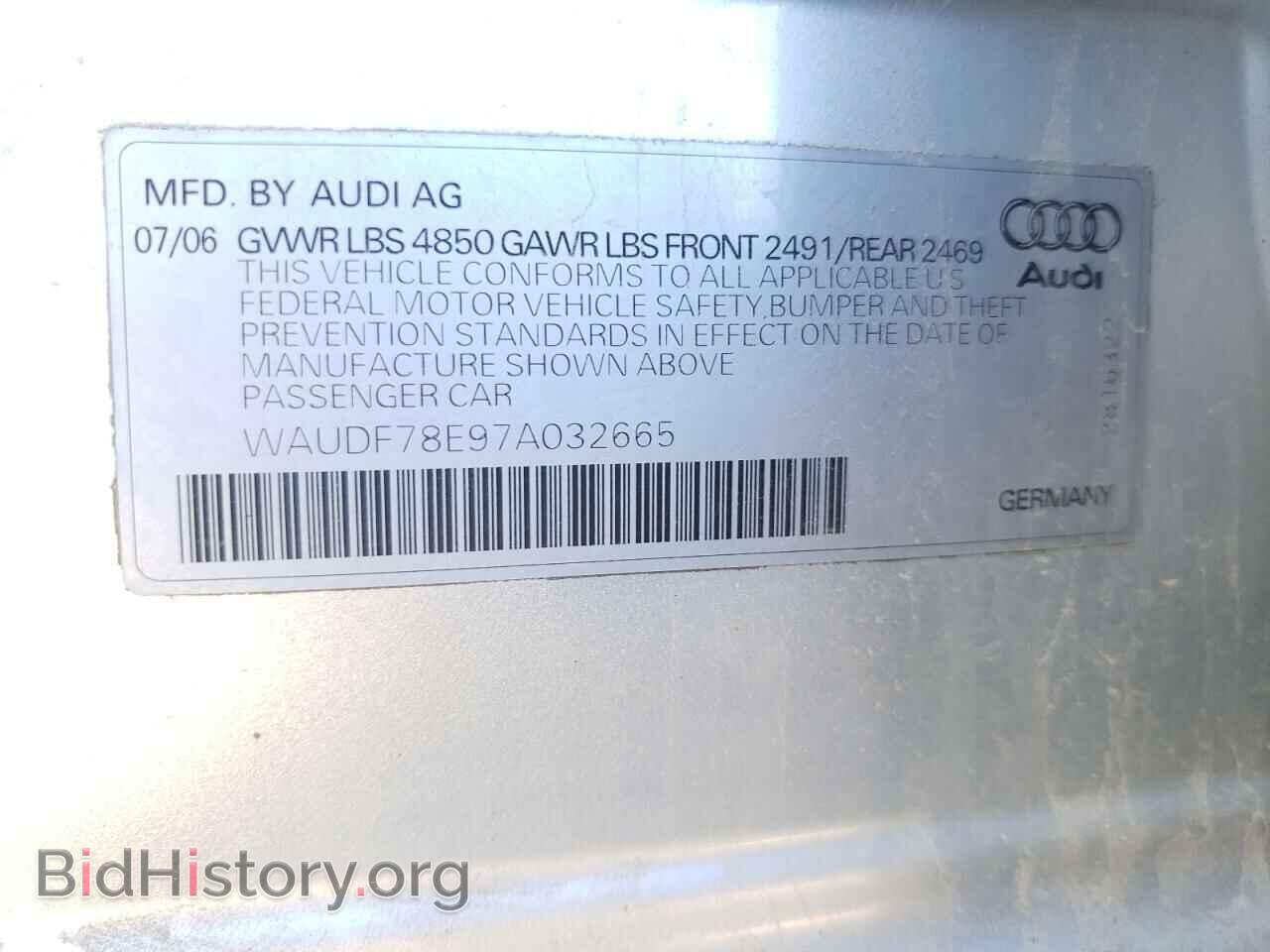 2007 AUDI A4 - VIN: WAUDF78E97A032665 - Фото 10