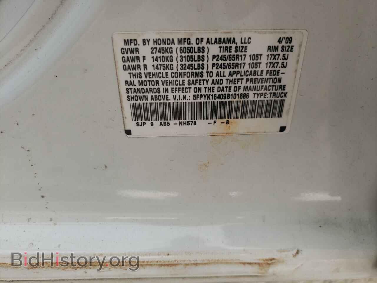 2009 HONDA RIDGELINE - VIN: 5FPYK16409B101686 - Фото 10