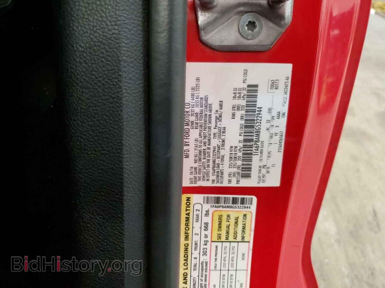 2016 FORD ALL Models - VIN: 1FA6P8AM8G5322944 - Фото 12