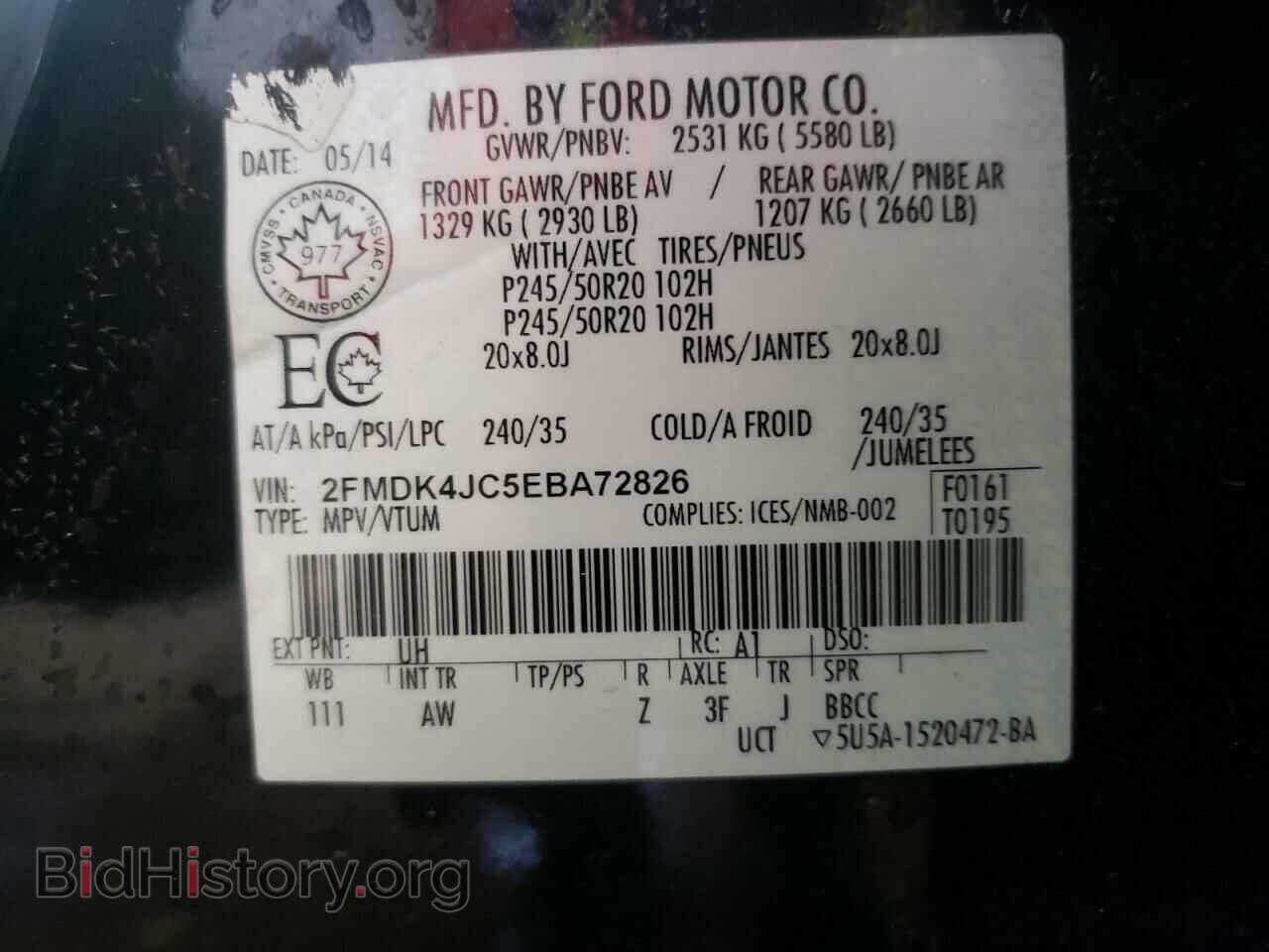 2014 FORD EDGE - VIN: 2FMDK4JC5EBA72826 - Photo 10