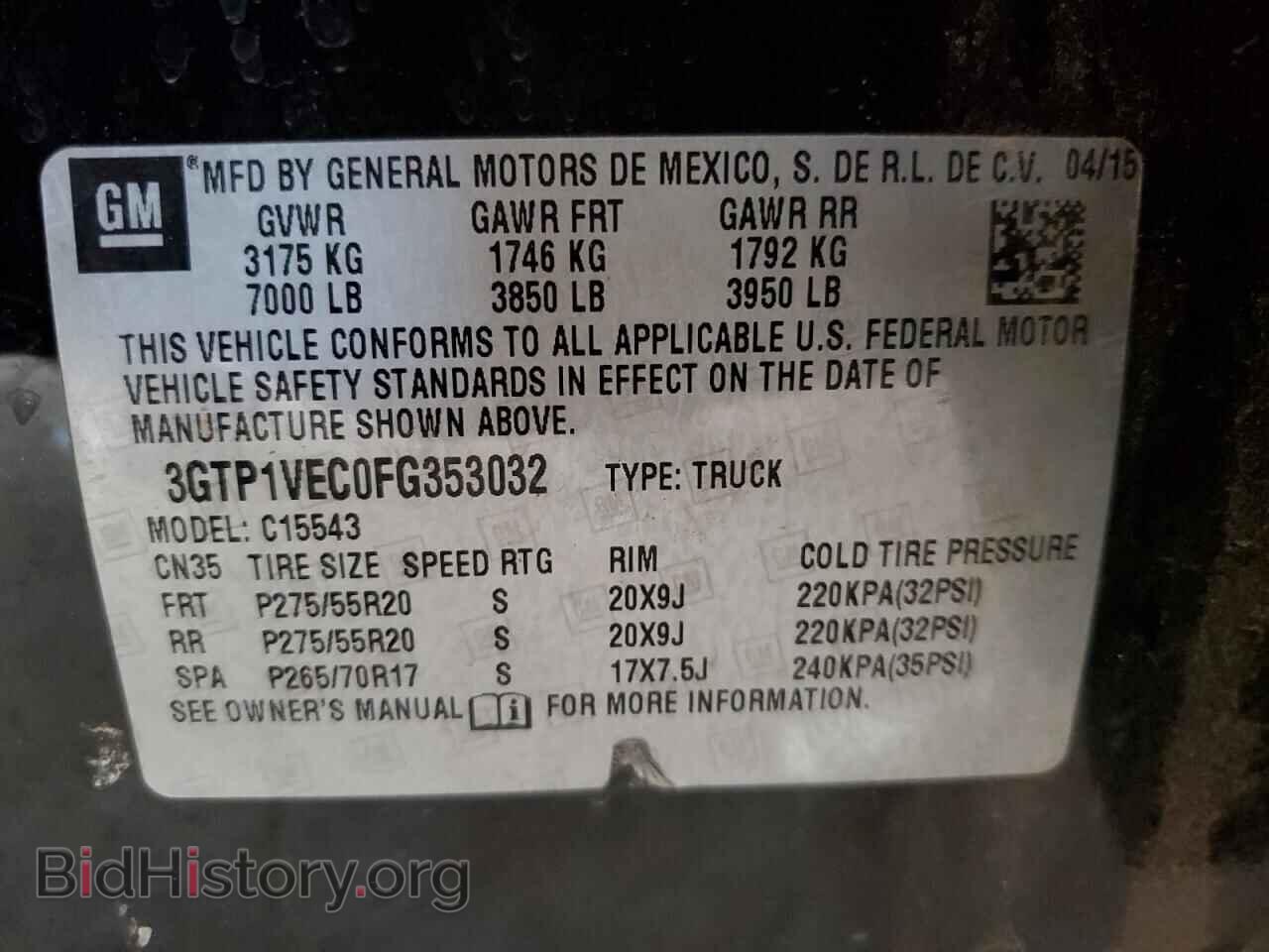 2015 GMC SIERRA - VIN: 3GTP1VEC0FG353032 - Фото 13
