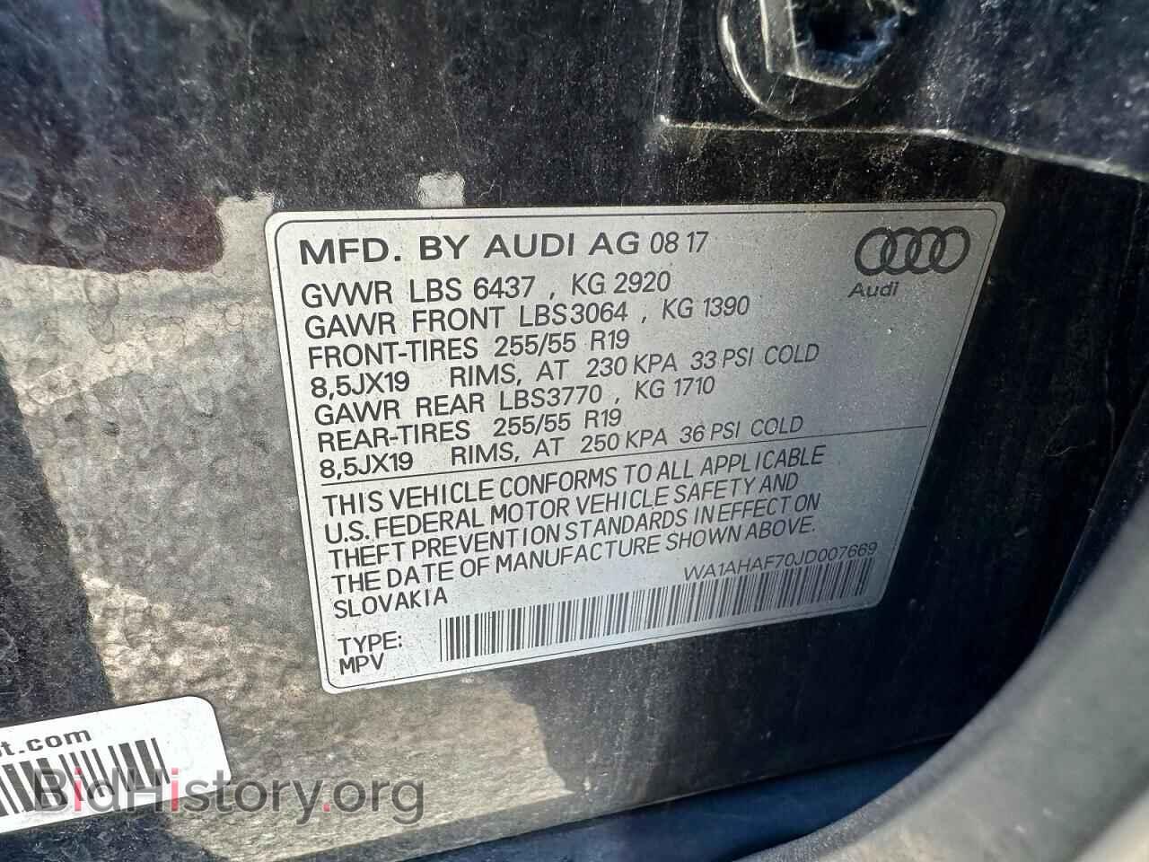 2018 AUDI Q7 - VIN: WA1AHAF70JD007669 - Photo 10