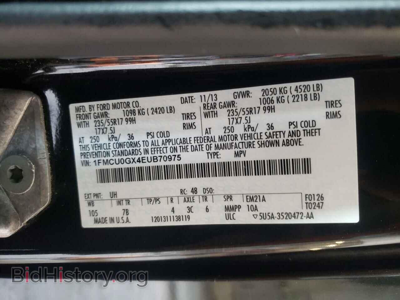 2014 FORD ESCAPE - VIN: 1FMCU0GX4EUB70975 - Photo 13