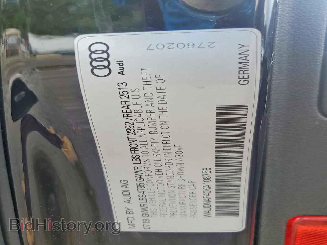 2019 AUDI A4 - VIN: WAUDNAF40KA108759 - Photo 12