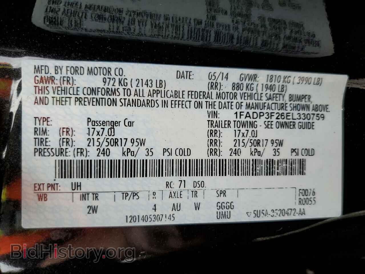 2014 FORD FOCUS - VIN: 1FADP3F26EL330759 - Фото 10