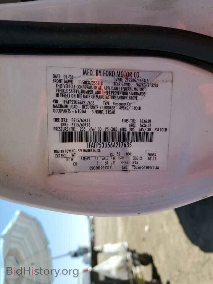 2006 FORD TAURUS - VIN: 1FAFP53U56A217635 - Фото 12