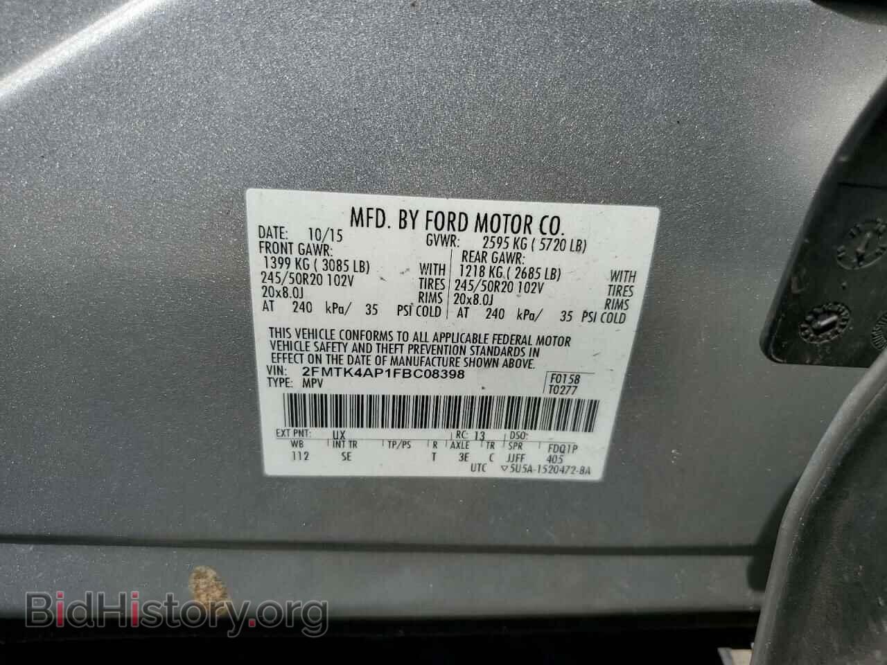 2015 FORD EDGE - VIN: 2FMTK4AP1FBC08398 - Photo 13