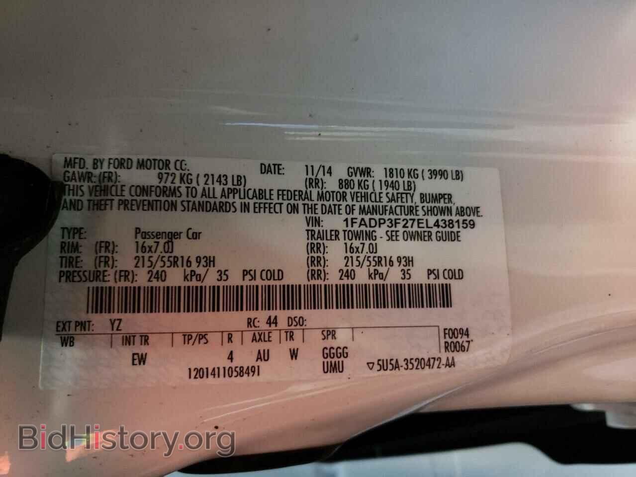 2014 FORD FOCUS - VIN: 1FADP3F27EL438159 - Фото 12