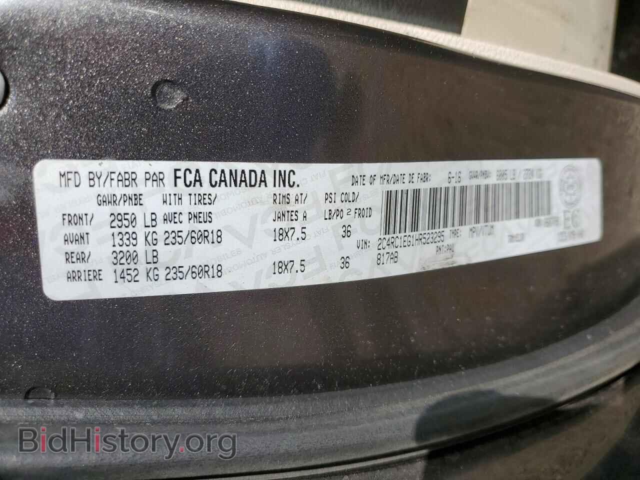 2017 CHRYSLER PACIFICA - VIN: 2C4RC1EG1HR523295 - Photo 13