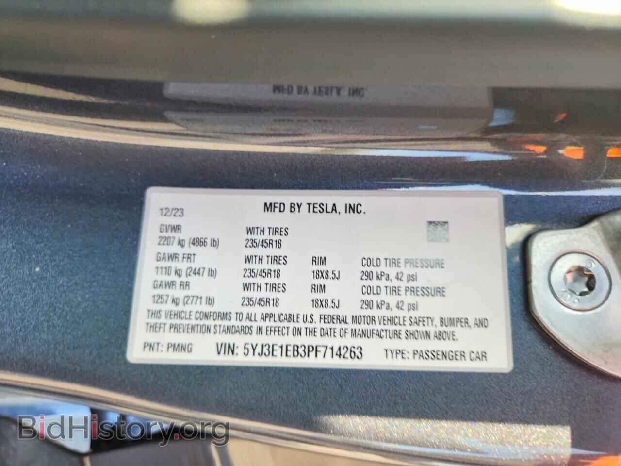 2023 TESLA MODEL 3 - VIN: 5YJ3E1EB3PF714263 - Фото 12