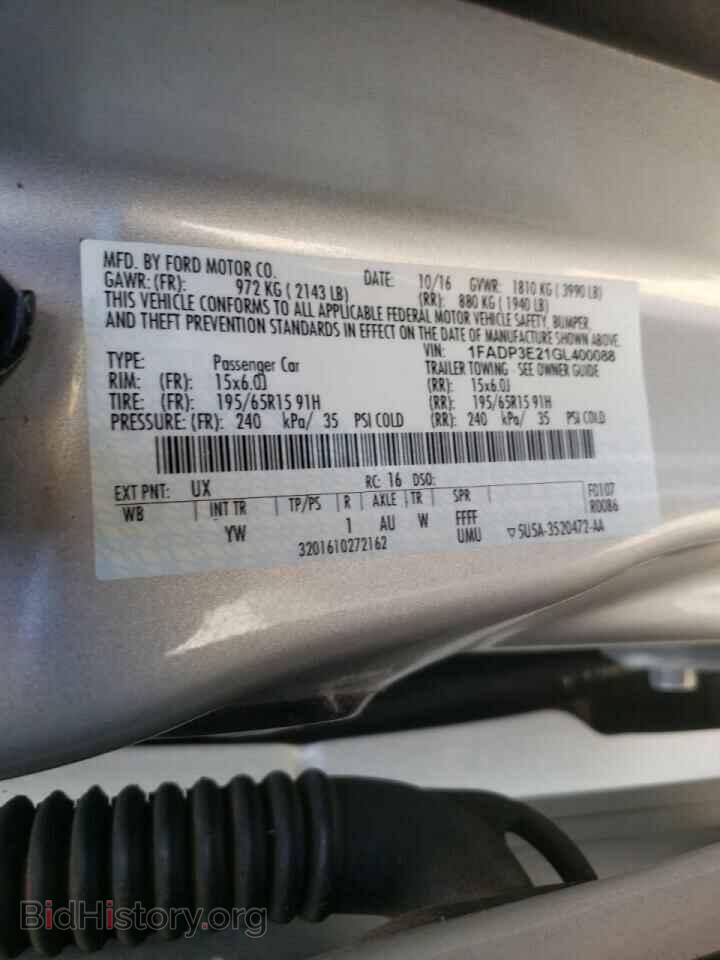 2016 FORD FOCUS - VIN: 1FADP3E21GL400088 - Фото 10