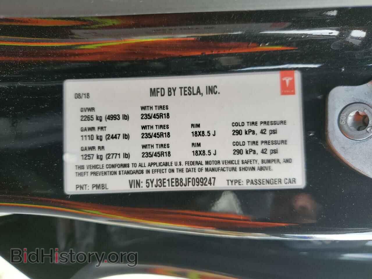 2018 TESLA MODEL 3 - VIN: 5YJ3E1EB8JF099247 - Photo 10