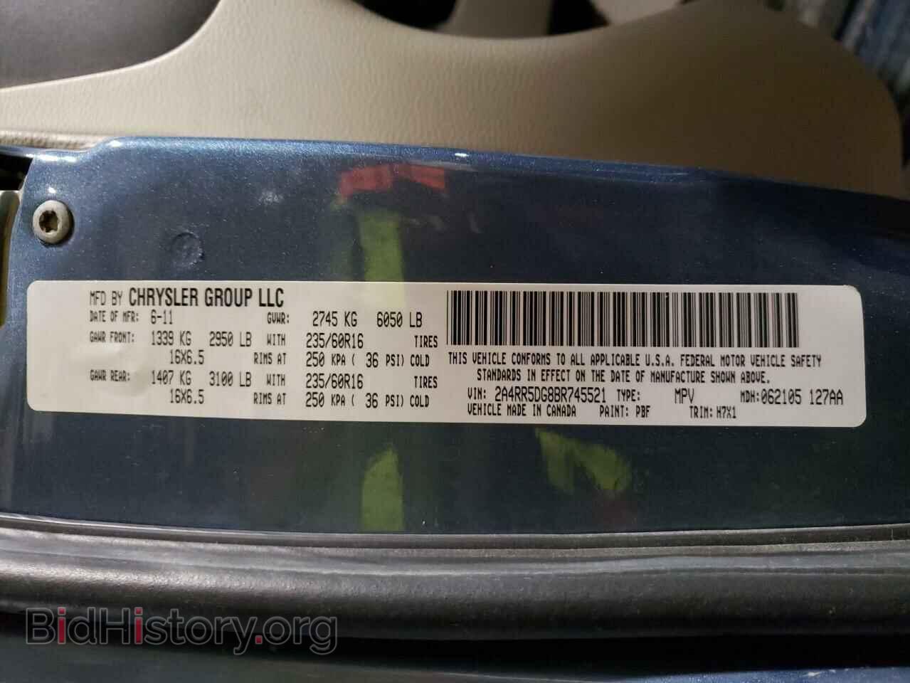 2011 CHRYSLER MINIVAN - VIN: 2A4RR5DG8BR745521 - Фото 10