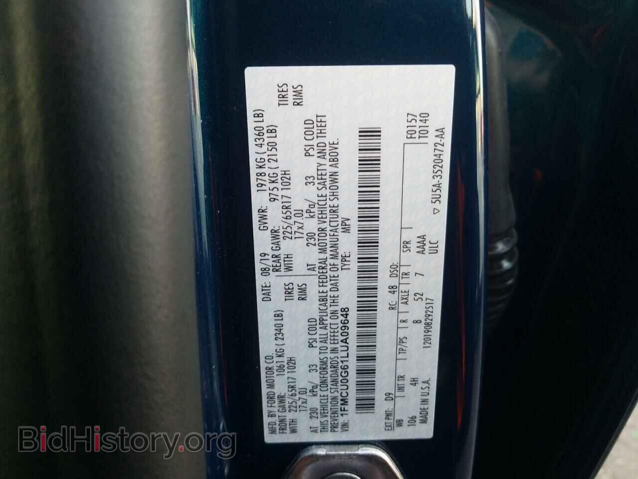 2020 FORD ESCAPE - VIN: 1FMCU0G61LUA09648 - Photo 10
