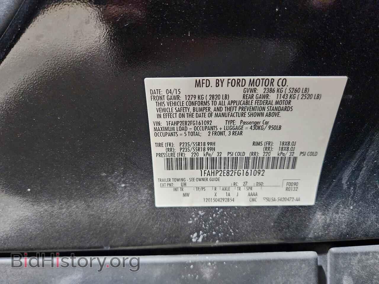 2015 FORD TAURUS - VIN: 1FAHP2E82FG161092 - Photo 12